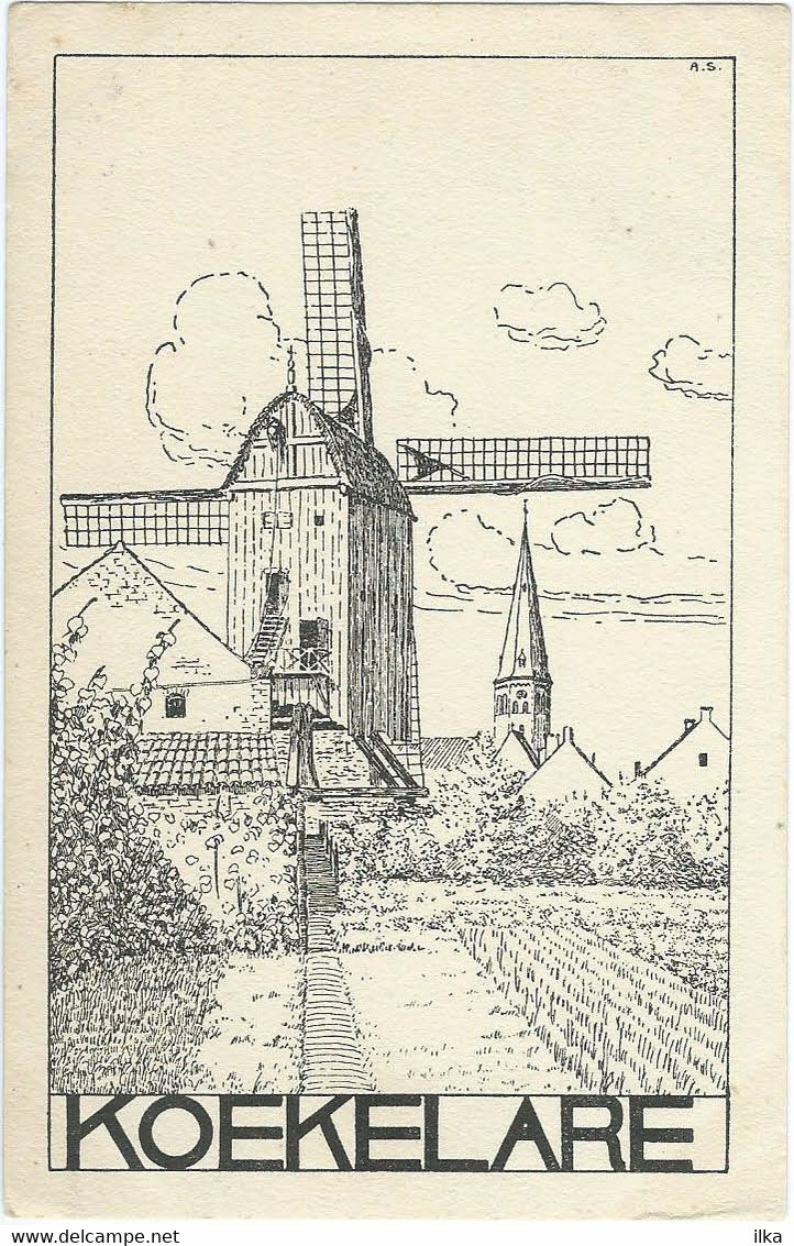 Koekelare - Windmolen. Duitse Pentekening - Moulin à Vent. Dessin à Plume Allemande. - Koekelare