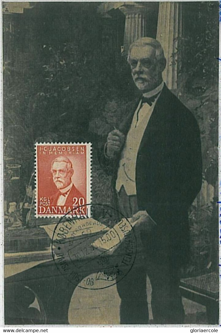 32613 - DENMARK - Postal History - MAXIMUM CARD Carl Jacobsen Carlsberg BEER 1956 - Cartes-maximum (CM)