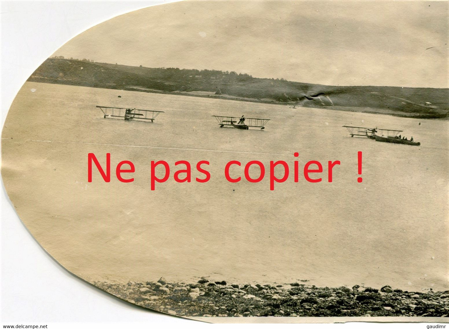 3 PHOTOS FRANCAISES FORMANT UN PANORAMA SUR LES HYDRO BIPLAN DU TERRAIN D'AVIATION DE CAMARET SUR MER BRETAGNE 1914 1918 - 1914-18