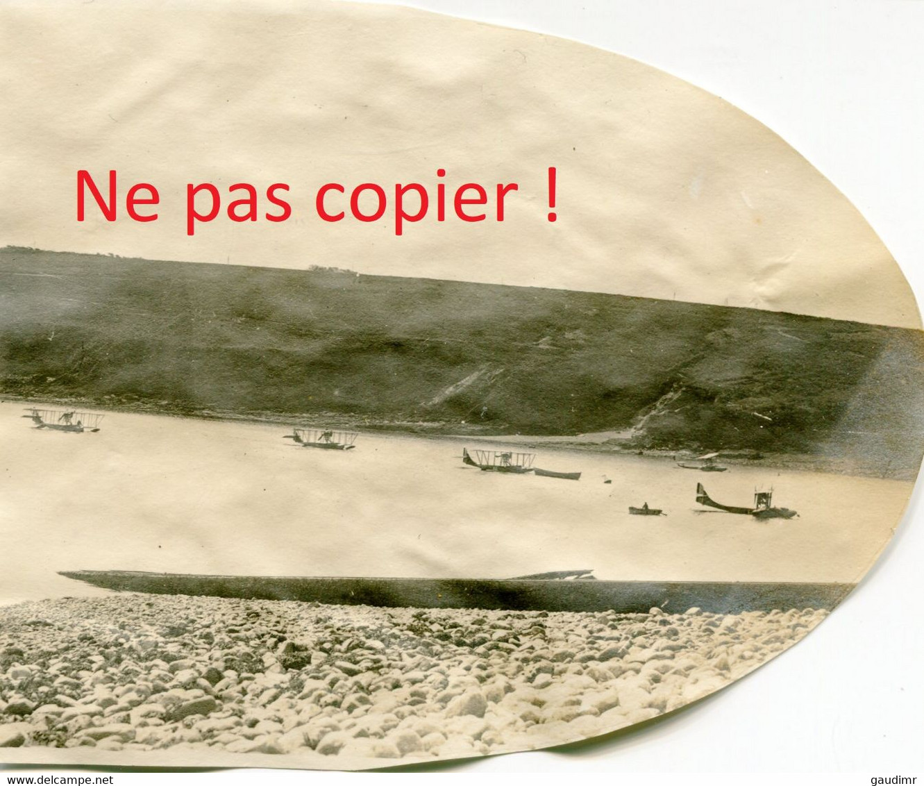 3 PHOTOS FRANCAISES FORMANT UN PANORAMA SUR LES HYDRO BIPLAN DU TERRAIN D'AVIATION DE CAMARET SUR MER BRETAGNE 1914 1918 - 1914-18