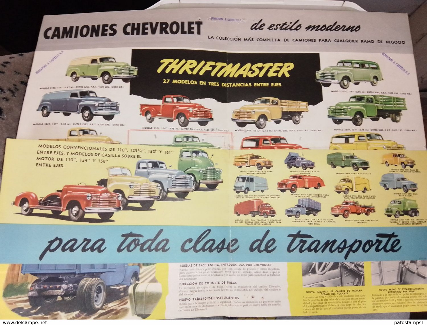 171029 ARGENTINA AUTOMOBILE TRUCK CAMIONES CHEVROLET DETALLES Y ESPECIFICACIONES PUBLICITY 51 X 72 CM NO POSTCARD - Voitures