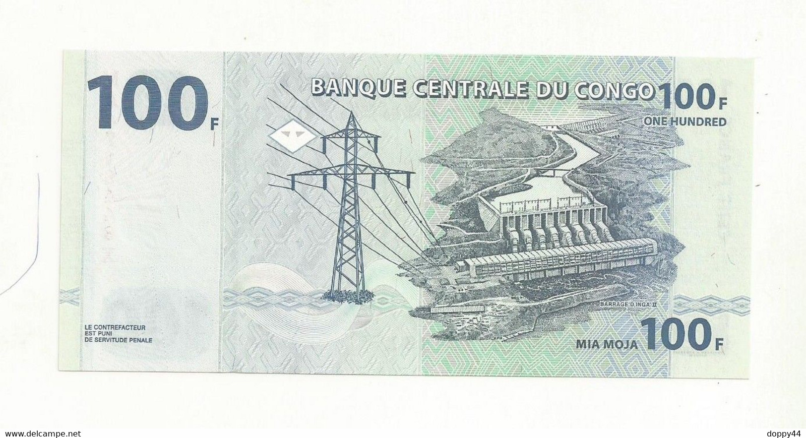 BILLET NEUF BANQUE CENTRALE DU CONGO 100 FRANCS THEME ELEPHANTS. EMIS 31/07/2007. - Repubblica Del Congo (Congo-Brazzaville)