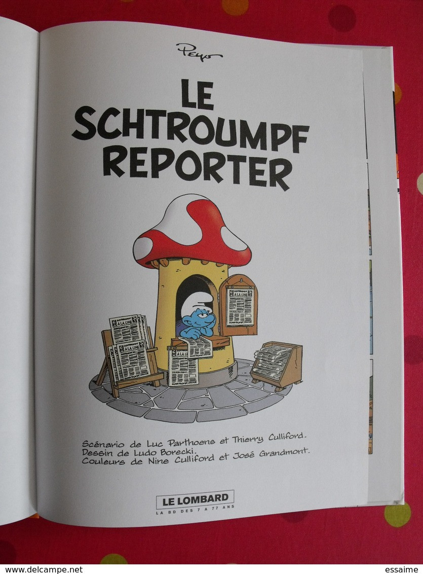 Le Schtroumpf Reporter. Peyo. Le Lombard 2003 - Sonstige & Ohne Zuordnung