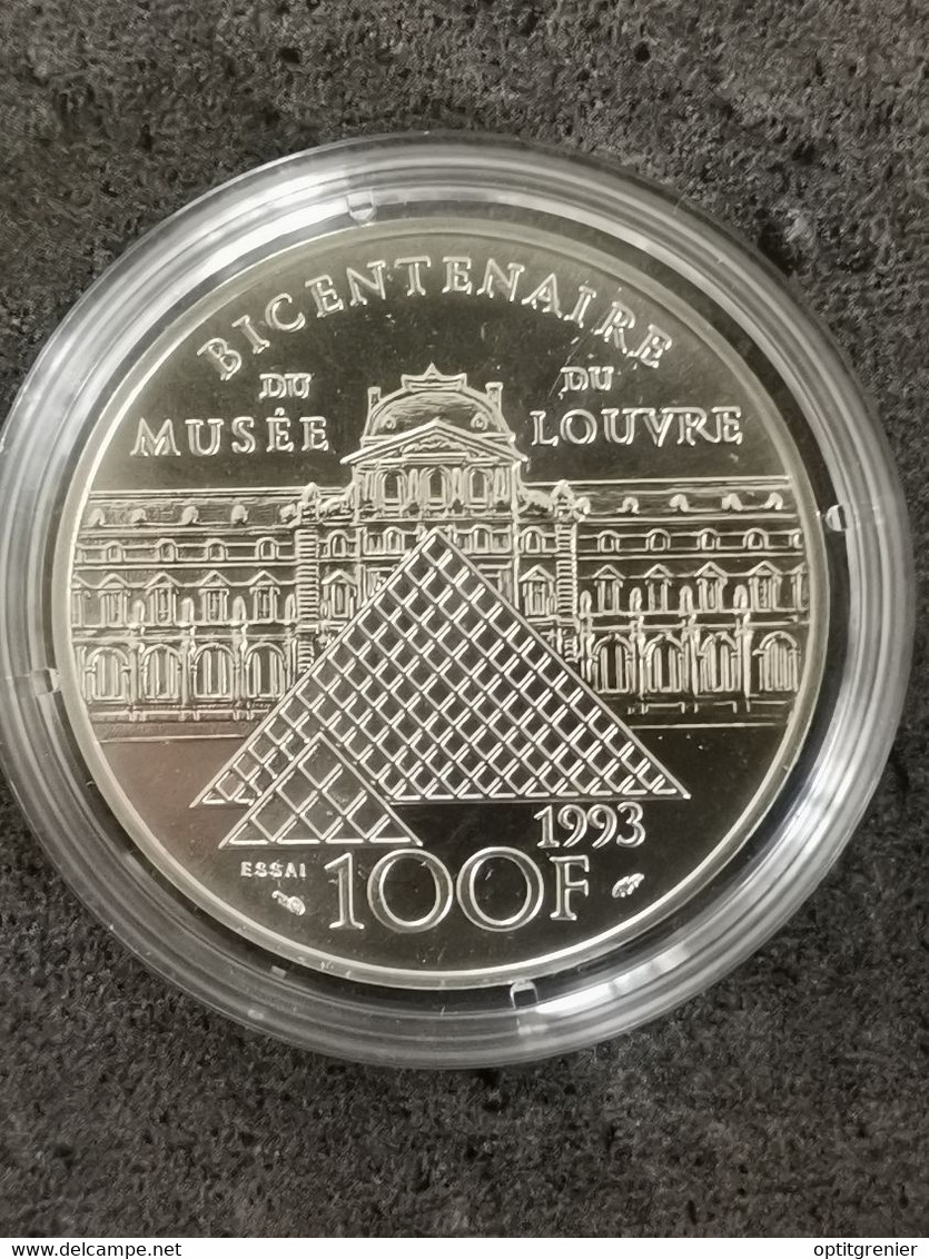 ESSAI 100 Francs 1993 LOUVRE La Victoire De Samothrace ARGENT / FRANCE SILVER / Sous Capsule UNC - Essais, Piéforts, épreuves & Flans Brunis