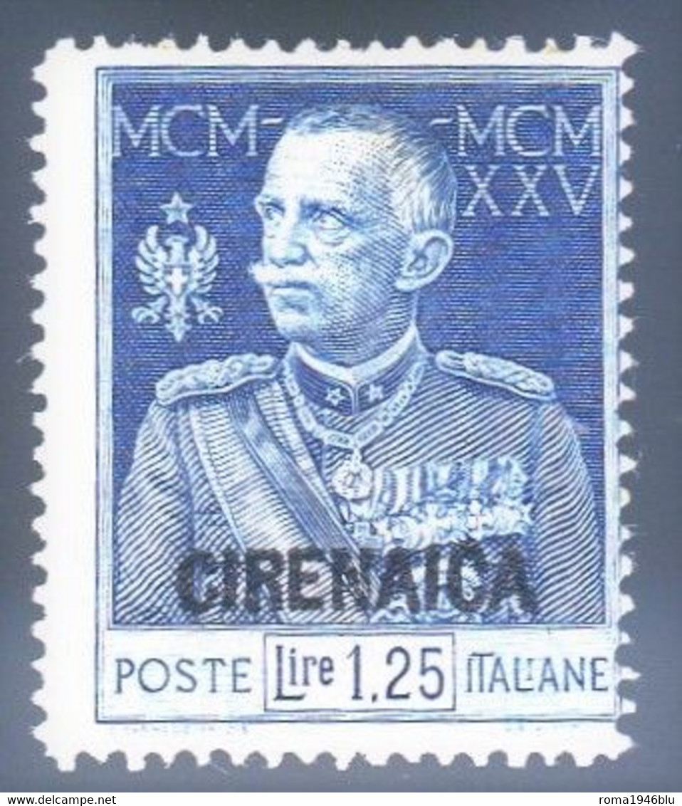 CIRENAICA 1925 GIUBILEO DEL RE L. 1,25 DENT. 13 1/2 N.26 ** MNH LUSSO C. DIENA - Cirenaica