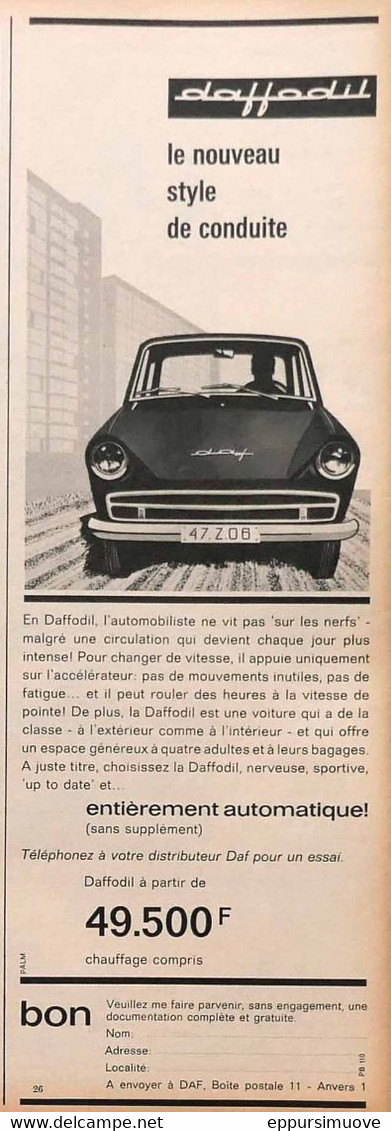 Publicité Papier VOITURE DAF DAFFODIL  1965 PIP1059010 - Werbung