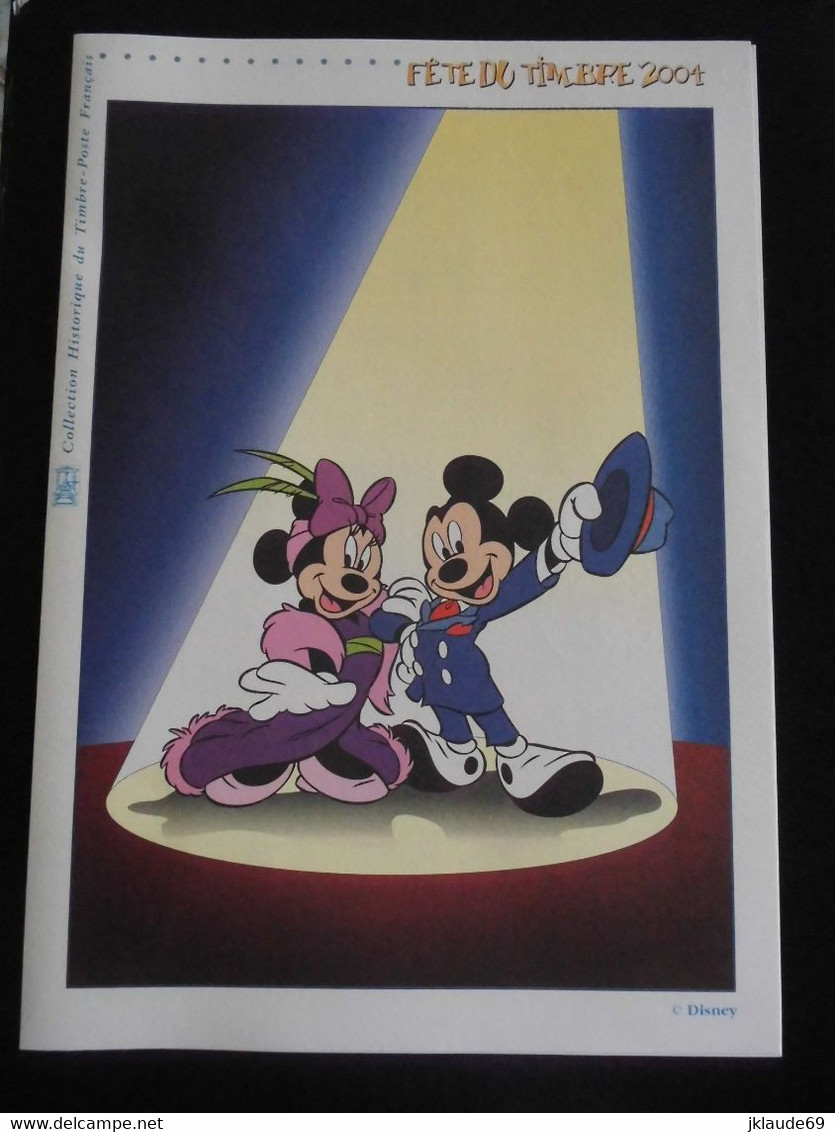 Rare Lot "fête Du Timbre 2004" Disney Mickey Donald Minnie Premier Jour FDC Document Philathélique Carte Epreuve - 2000-2009