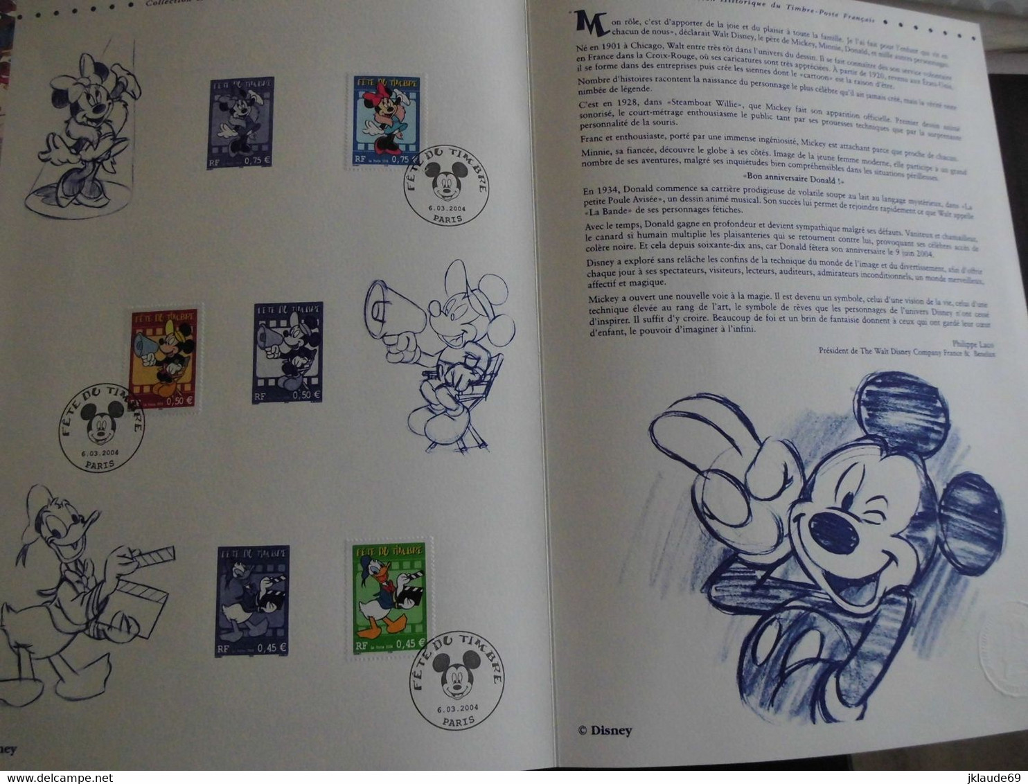 Rare lot "fête du timbre 2004" Disney Mickey Donald Minnie Premier Jour FDC Document philathélique carte epreuve