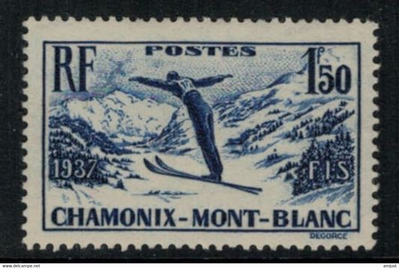 France // 1937 // Chamonix, Championnat De Ski, Neuf** MNH N0. 334 Y&T (sans Charnière) - Nuevos