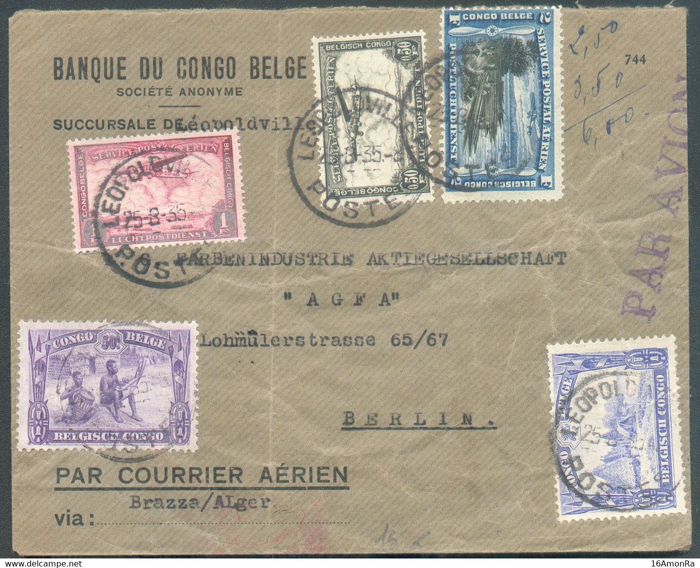 Belle Lettre Par Avion De LEOPOLDVILLE Le 25-8-1935 Vers Berlin  - TTB  18705 - Briefe U. Dokumente