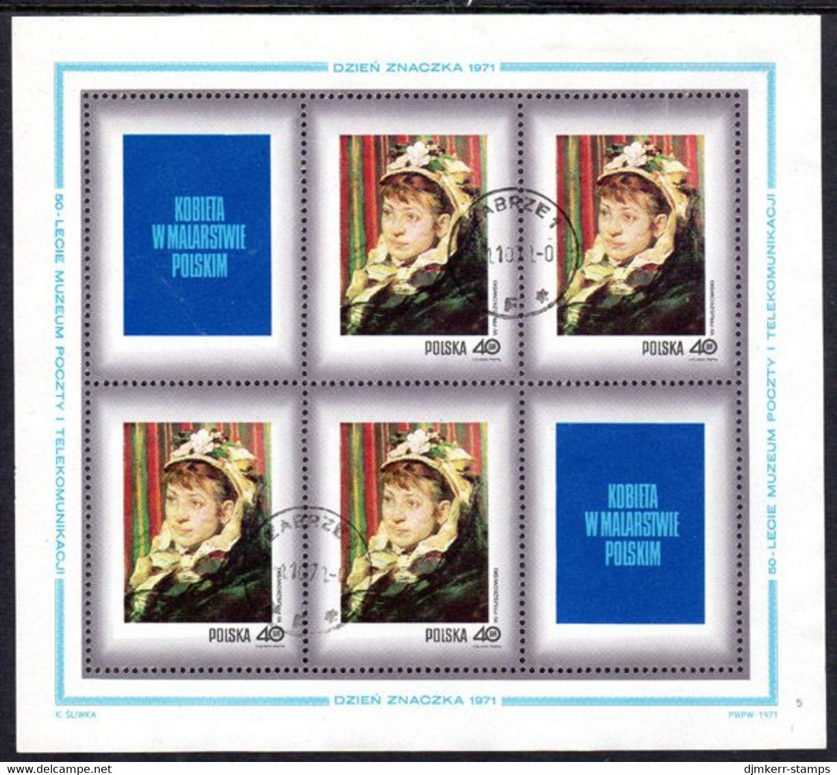 POLAND 1971 Stamp Day: Paintings Of Women Sheetlets  Used . Michel 2110-17 Kb - Usati