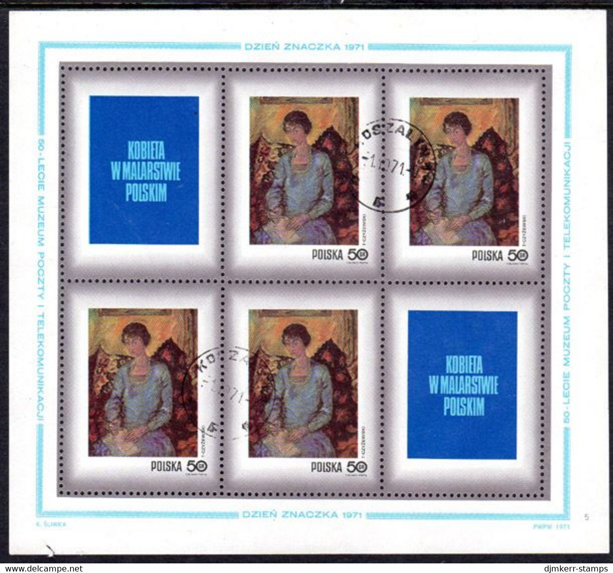 POLAND 1971 Stamp Day: Paintings Of Women Sheetlets  Used . Michel 2110-17 Kb - Gebruikt