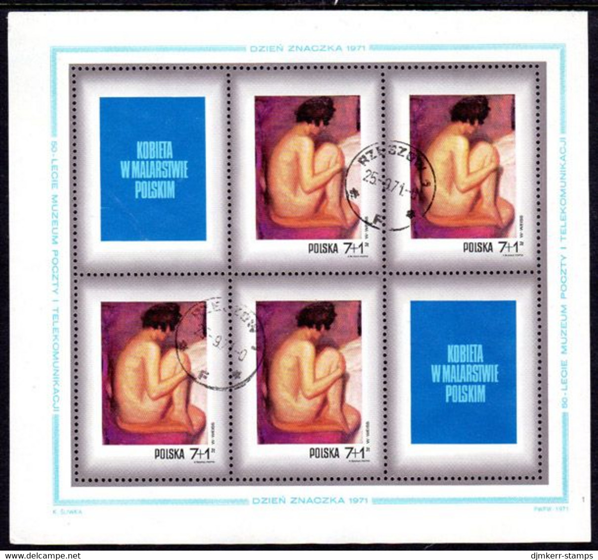 POLAND 1971 Stamp Day: Paintings of Women sheetlets  used . Michel 2110-17 Kb