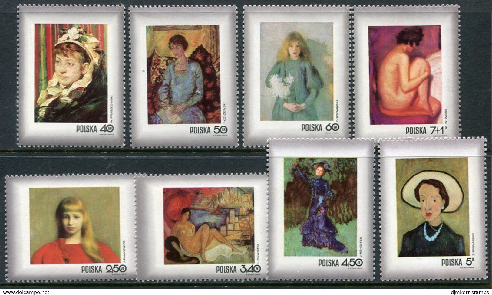 POLAND 1971 Stamp Day: Paintings Of Women  MNH / ** . Michel 2110-17 - Unused Stamps