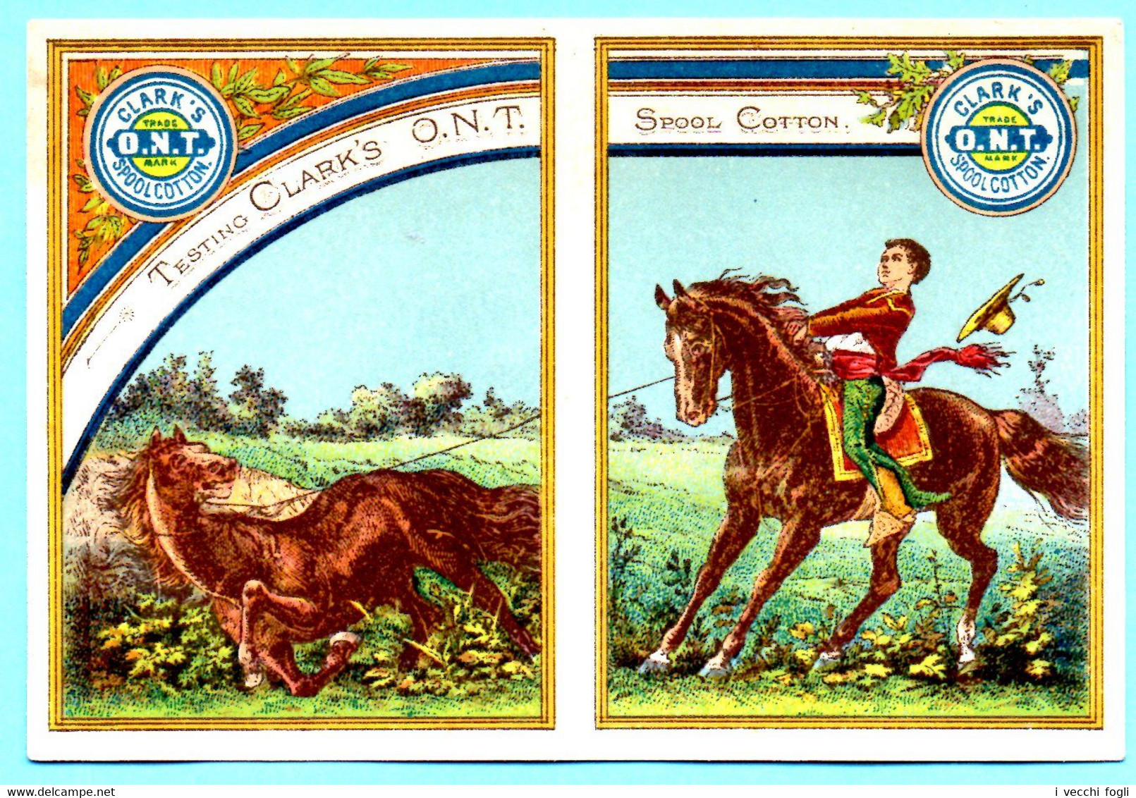 Chromo Trade Card Clark's O.N.T. Spool Cotton. Calendrier, Calendar 1880, Année Complète, Full Year. Cowboy. - Petit Format : ...-1900