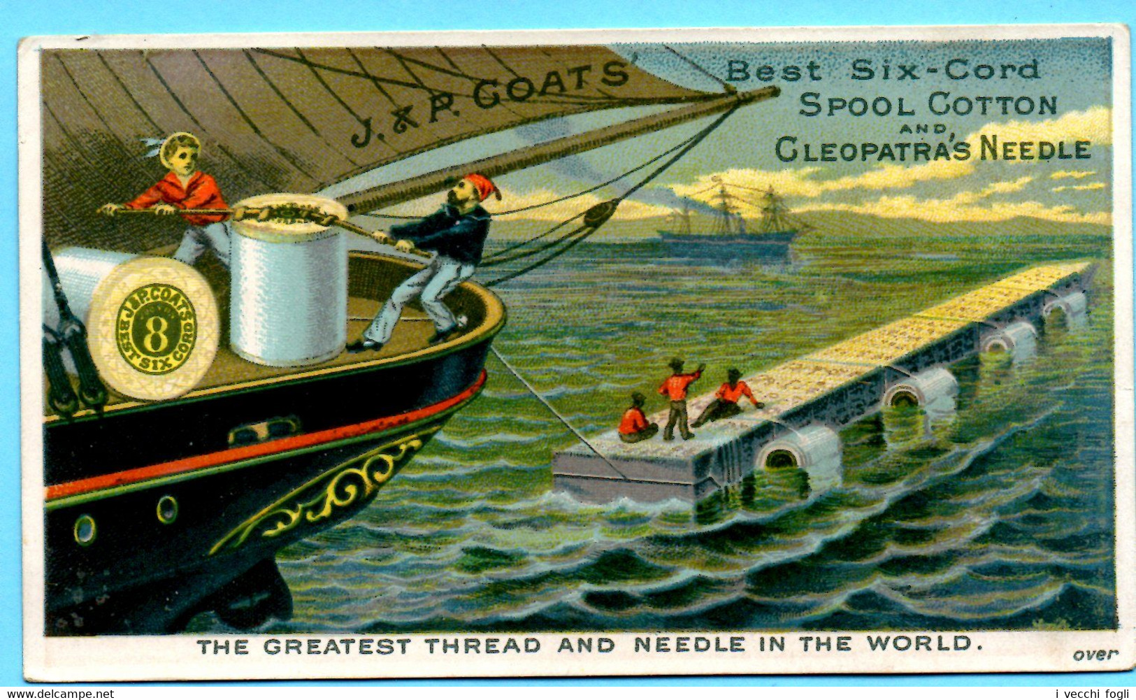 Chromo Trade Card J. & P. Coats' Spool Cotton. Calendrier, Calendar 1880, Année Complète, Full Year. Sea Transport. - Petit Format : ...-1900