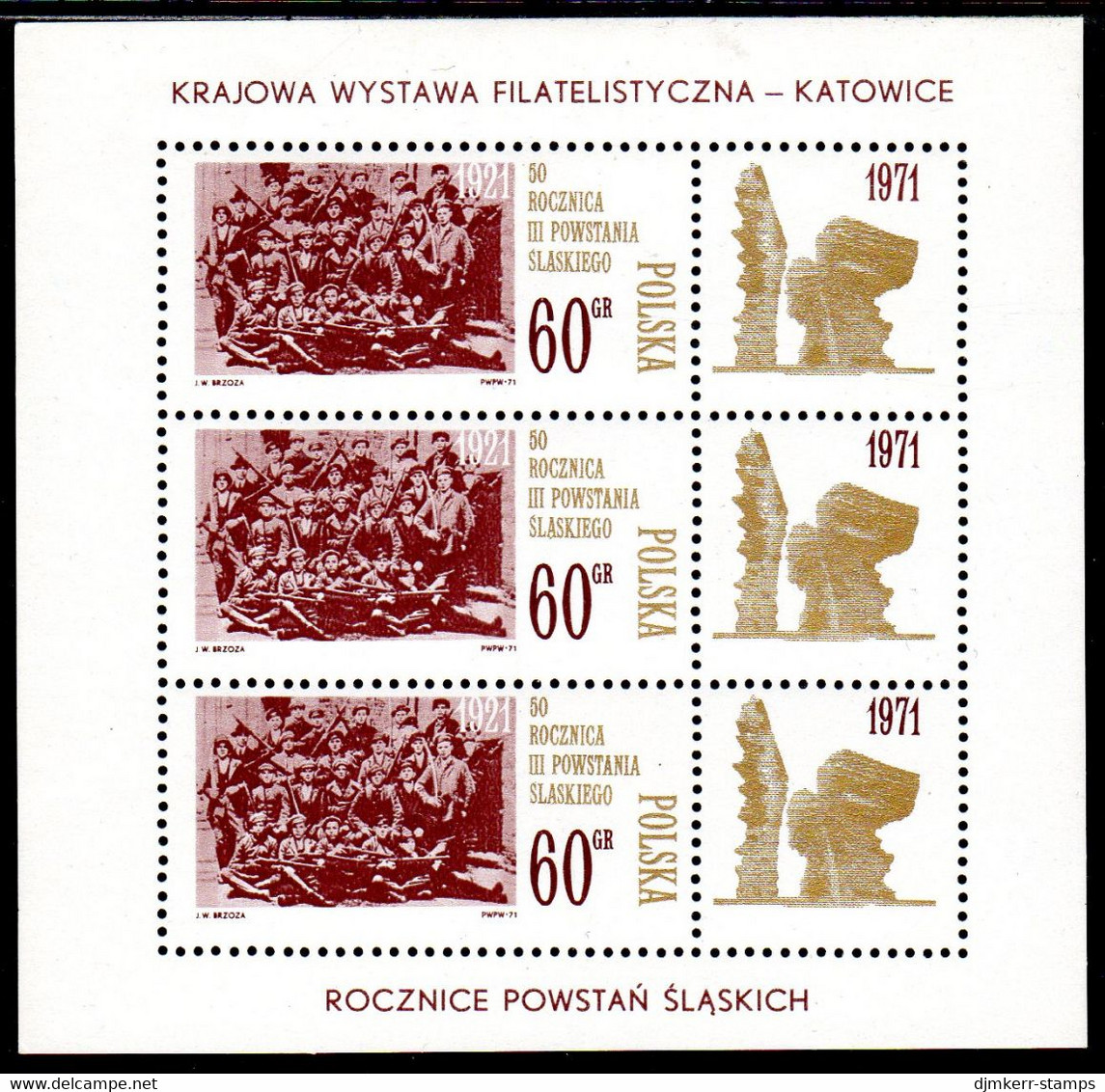 POLAND 1971 National Stamp Exhibition, Katowice Block MNH / **.  Michel Block 45 - Ungebraucht