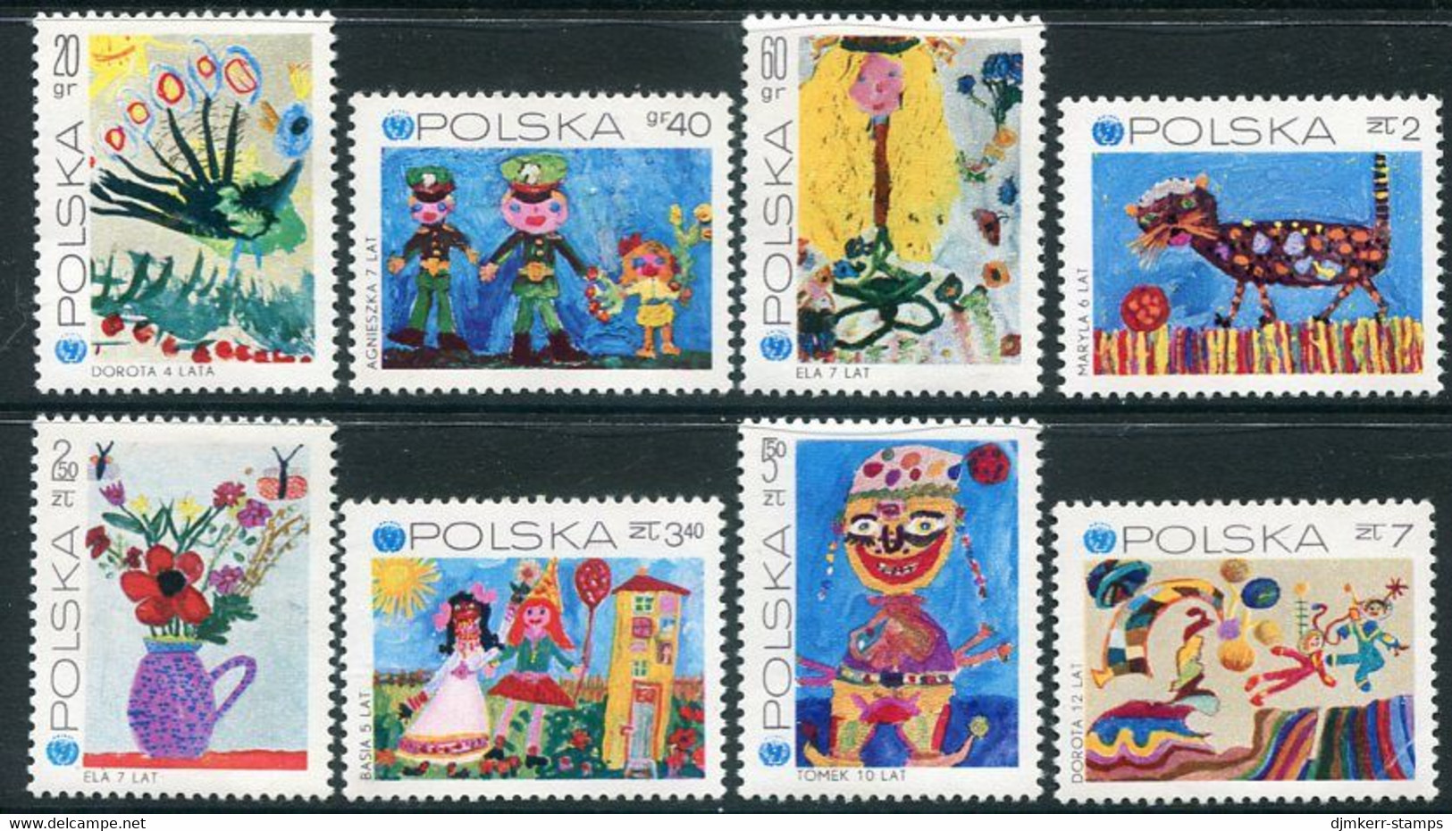 POLAND 1971 UNICEF: Children's Drawings MNH / **.  Michel 2079-86 - Unused Stamps