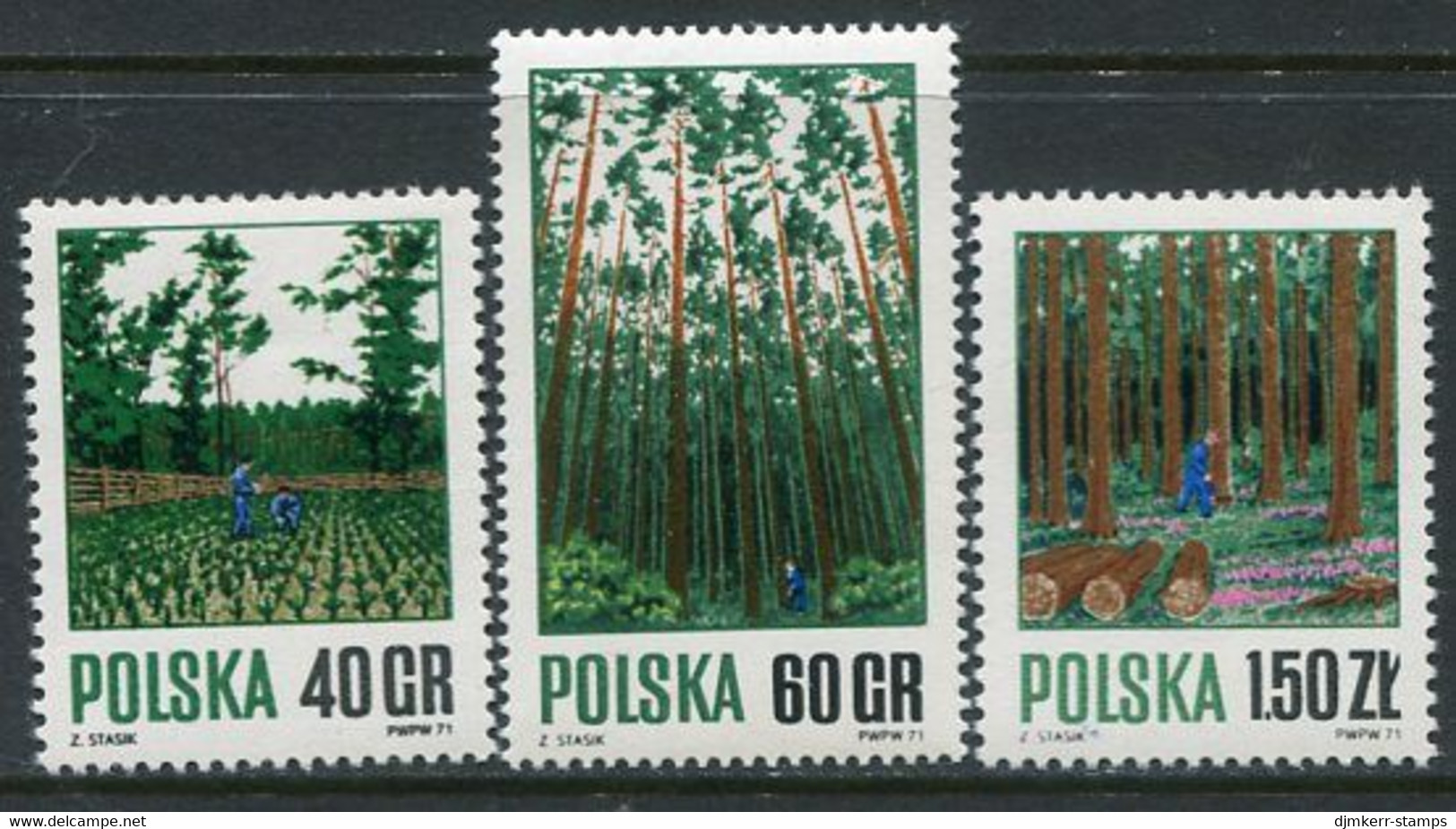 POLAND 1971 Forestry  MNH / **.  Michel 2067-69 - Nuevos