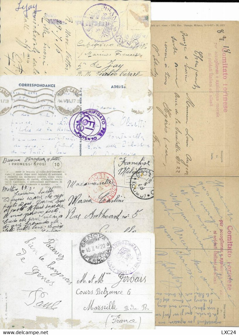 LOT OF 6 POSTCARDS WITH VARIOUS MILITARY POSTMARK ITALY. - Lotti E Collezioni