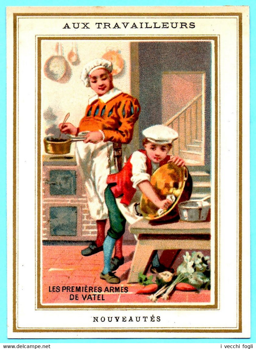 Chromo Calendrier 1887 Avril à Septembre. Aux Travailleurs Nouveautés. Cuisinier Et Marmiton. Imp. Sicard - Small : ...-1900