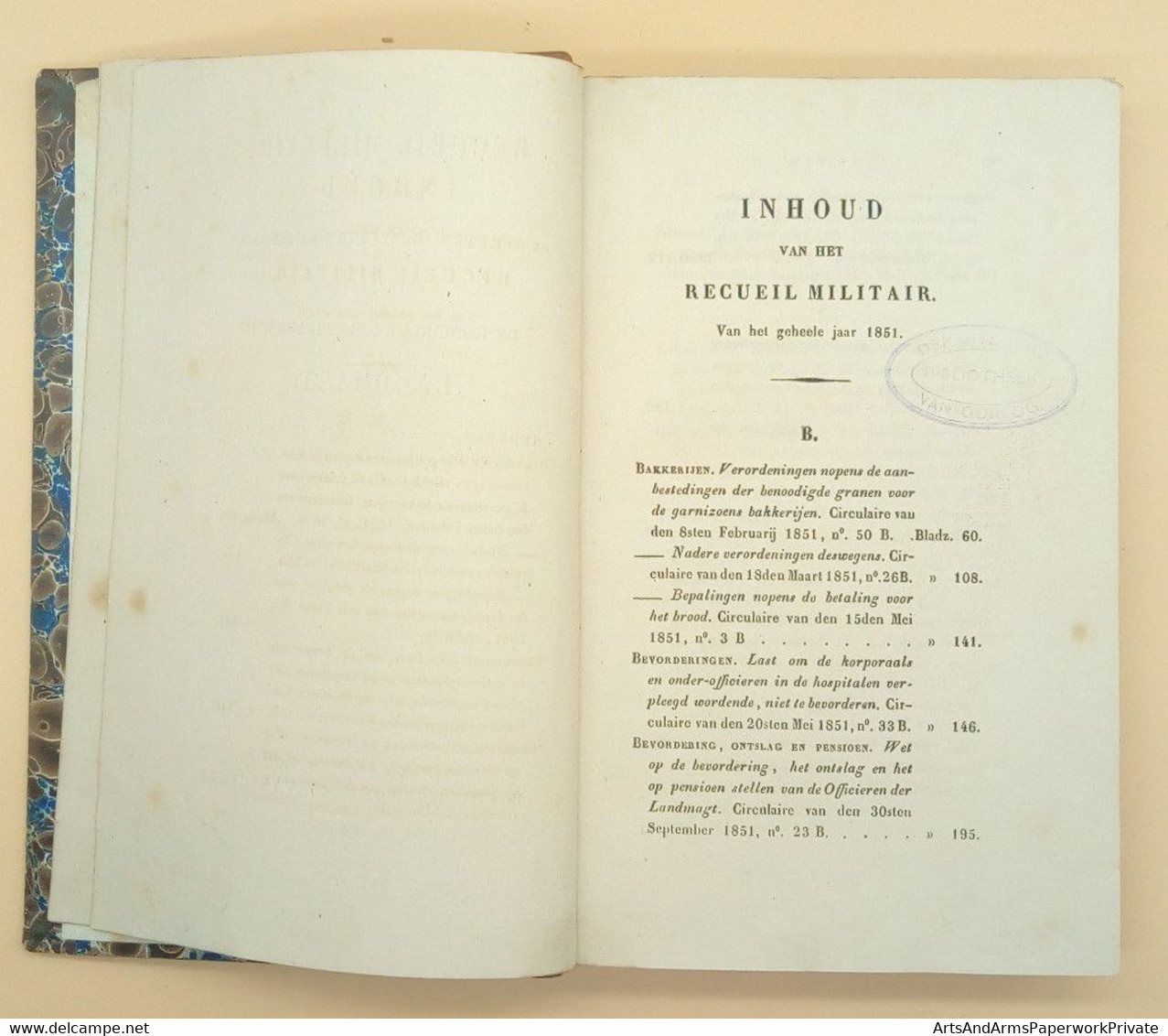 Militaria, Nederland, Landmacht, Departement Van Oorlog, 1851 - Niederländisch