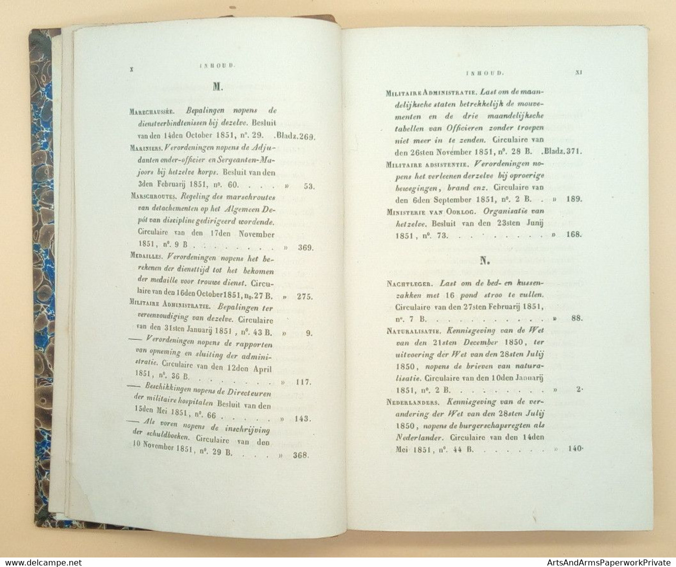 Militaria, Nederland, Landmacht, Departement van Oorlog, 1851