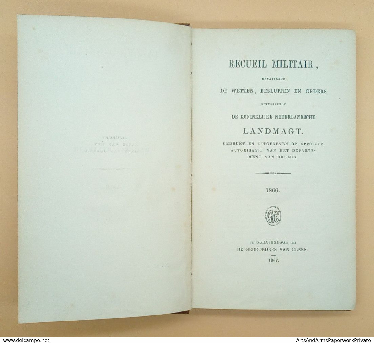 Militaria, Nederland, Landmacht, Departement Van Oorlog, 1866 - Hollandais