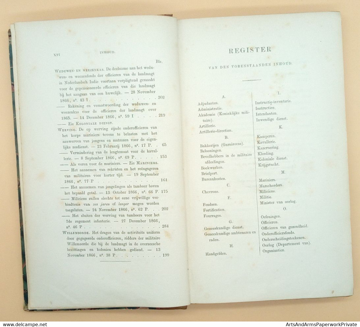 Militaria, Nederland, Landmacht, Departement van Oorlog, 1866