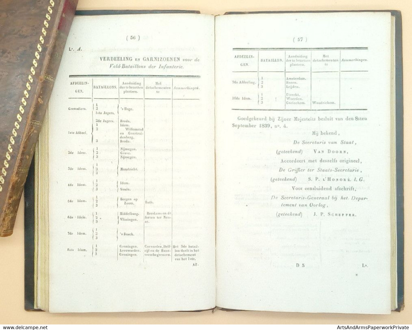 Militaria, Nederland, Landmacht, Departement van Oorlog, 1839