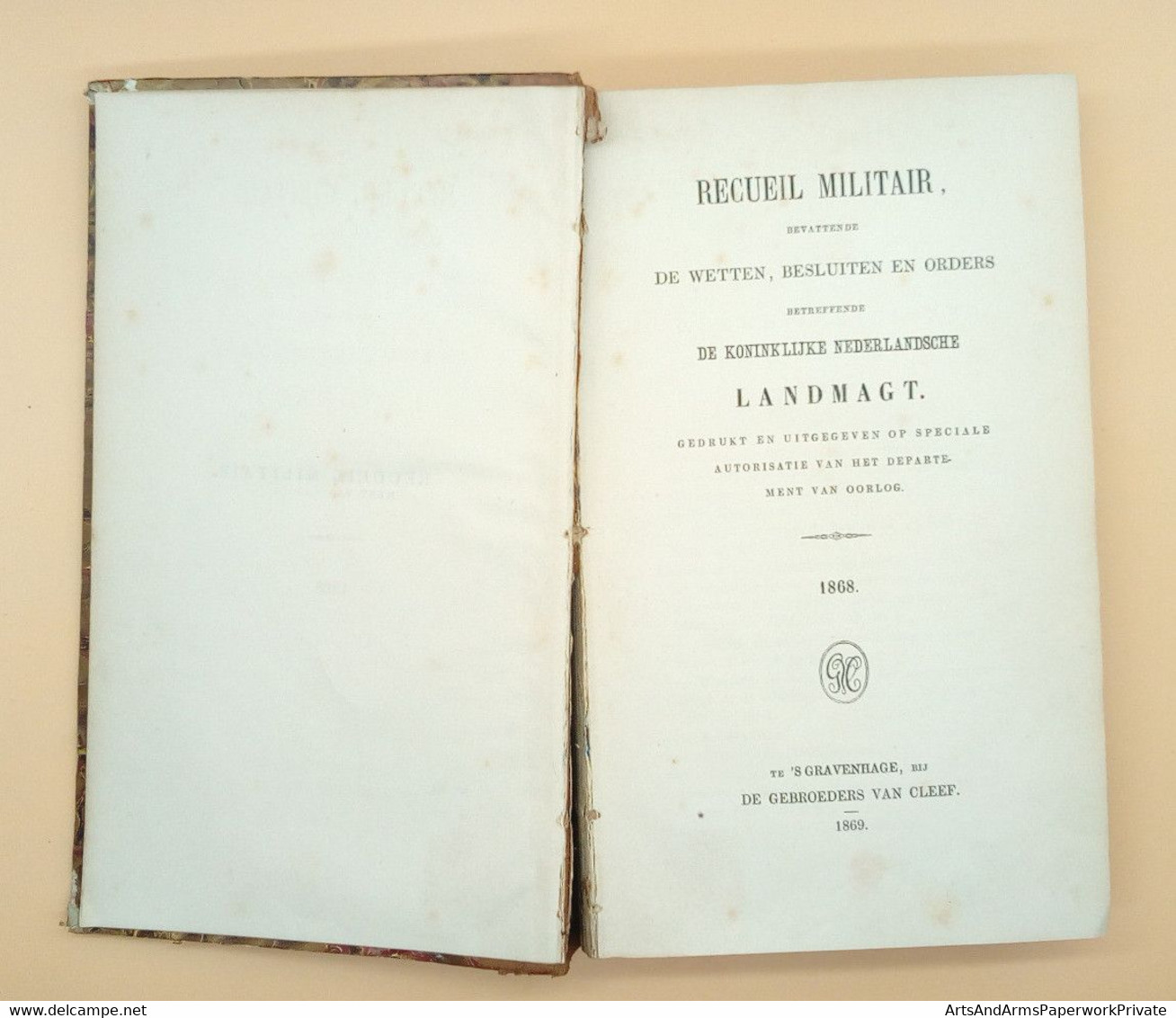 Militaria, Nederland, Landmacht, Departement Van Oorlog, 1868 - Hollandais