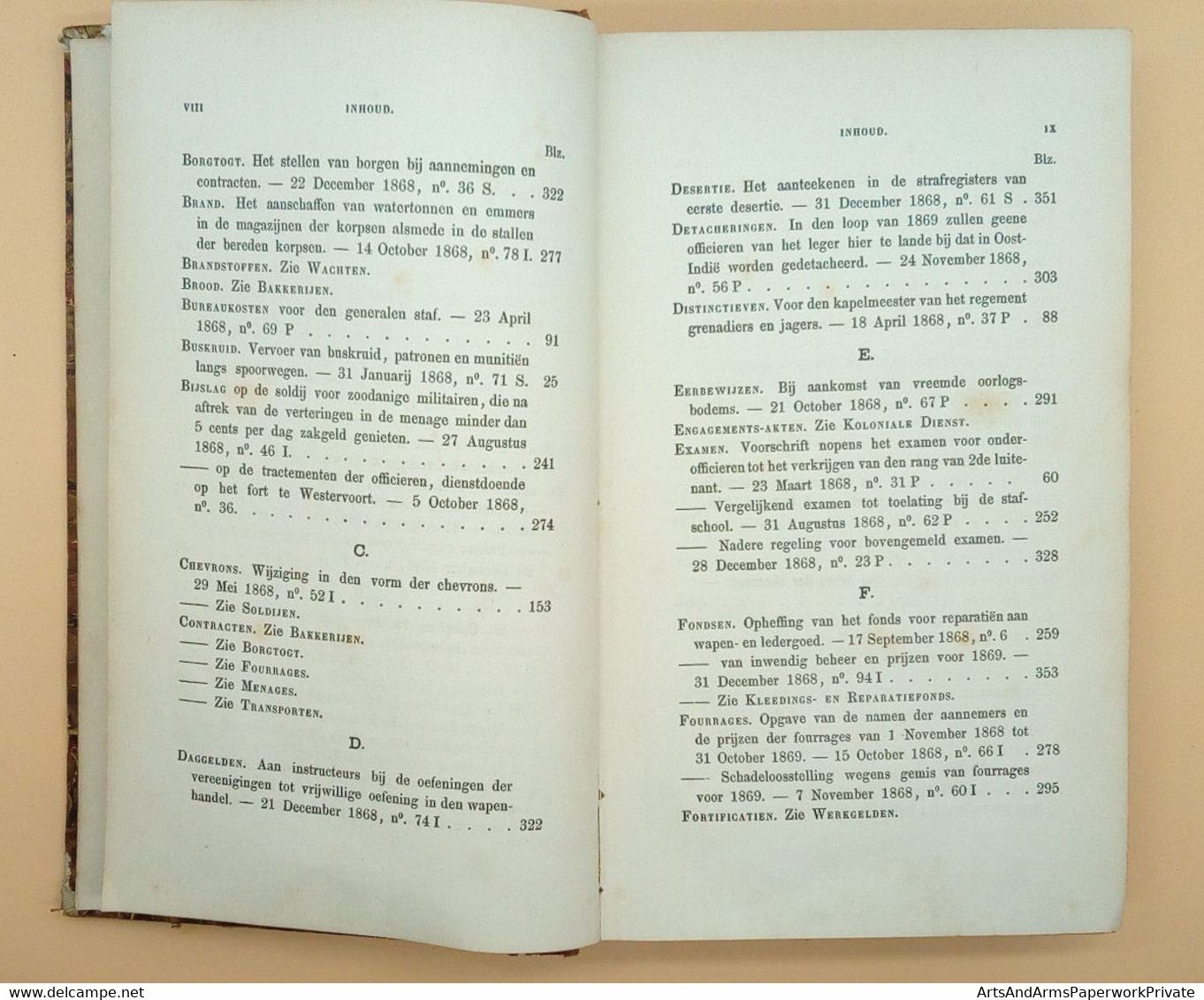 Militaria, Nederland, Landmacht, Departement van Oorlog, 1868