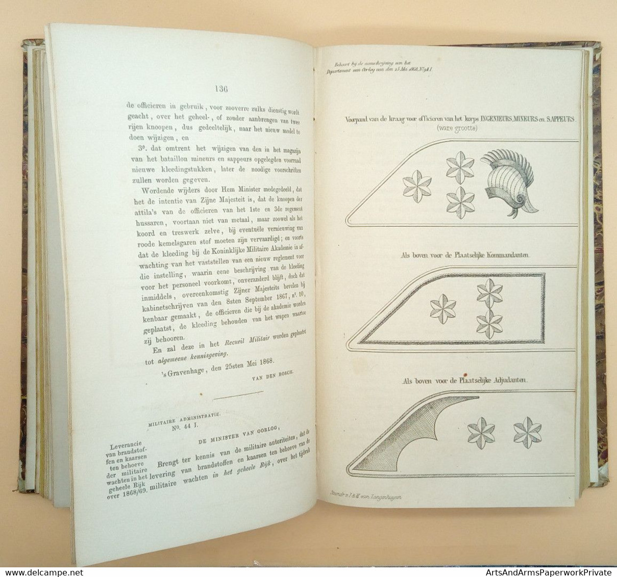 Militaria, Nederland, Landmacht, Departement van Oorlog, 1868