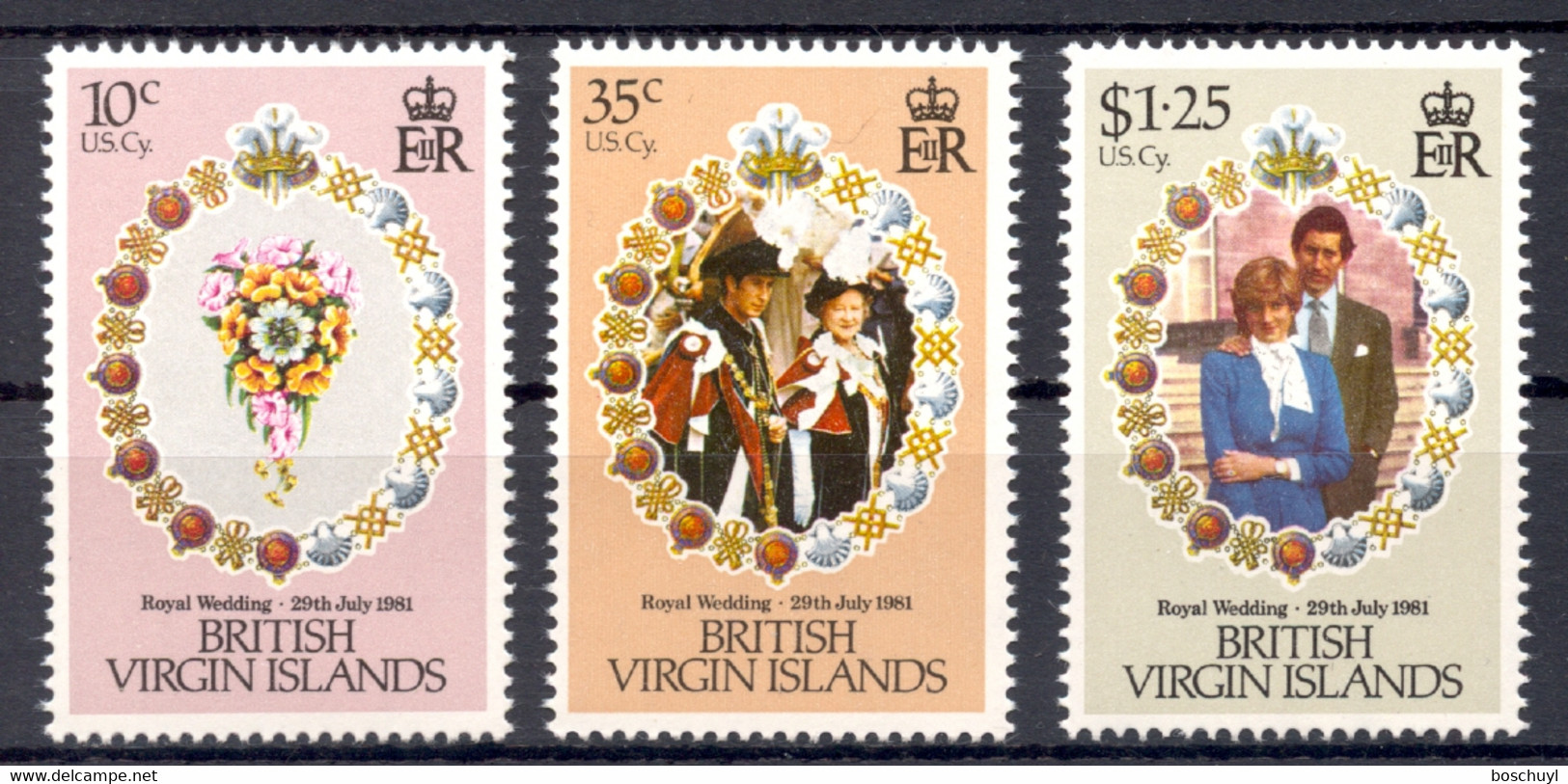 Virgin Islands, 1981, Royal Wedding, Prince Charles, Lady Diana, MNH, Michel 408-410 - British Virgin Islands