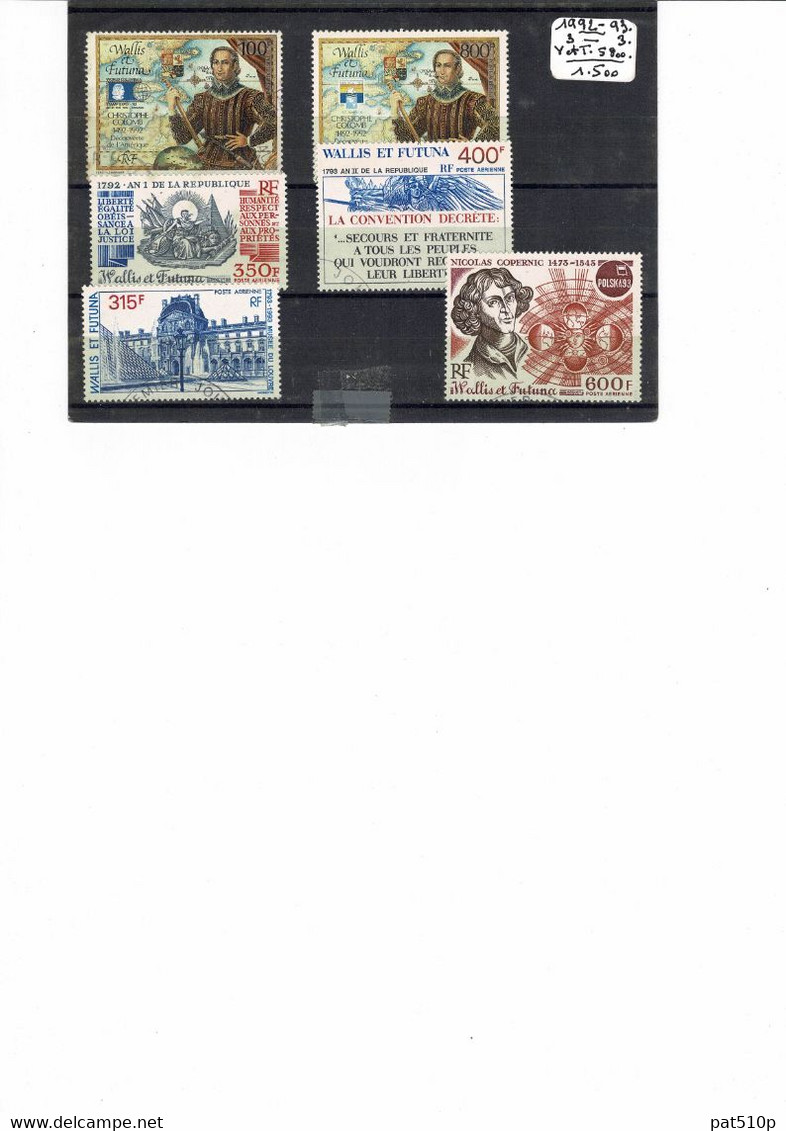 WALLIS FUTUNA 1992 1993 PA N° 173 174 175 176 177 178 Poste Aérienne - Used Stamps