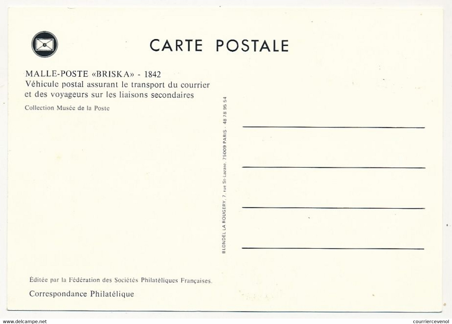 FRANCE => Carte Fédérale - 2,20 + 0,60 - Malle Poste Biskra - Journée Du Timbre - Toulon - 1986 - Dag Van De Postzegel