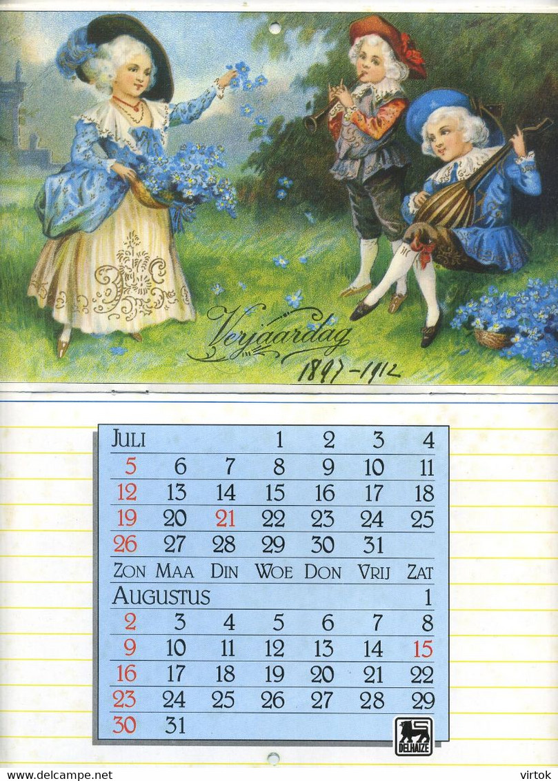 KALENDER :    DELHAIZE  1987    (  24 X 15 Cm )   Compleet   (  120 Ste Verjaardag ) - Grand Format : 1981-90