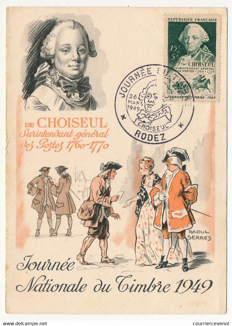 FRANCE => Carte Fédérale - Journée Du Timbre 1949 - Choiseul - RODEZ - 26 Mars 1949 - 1940-1949