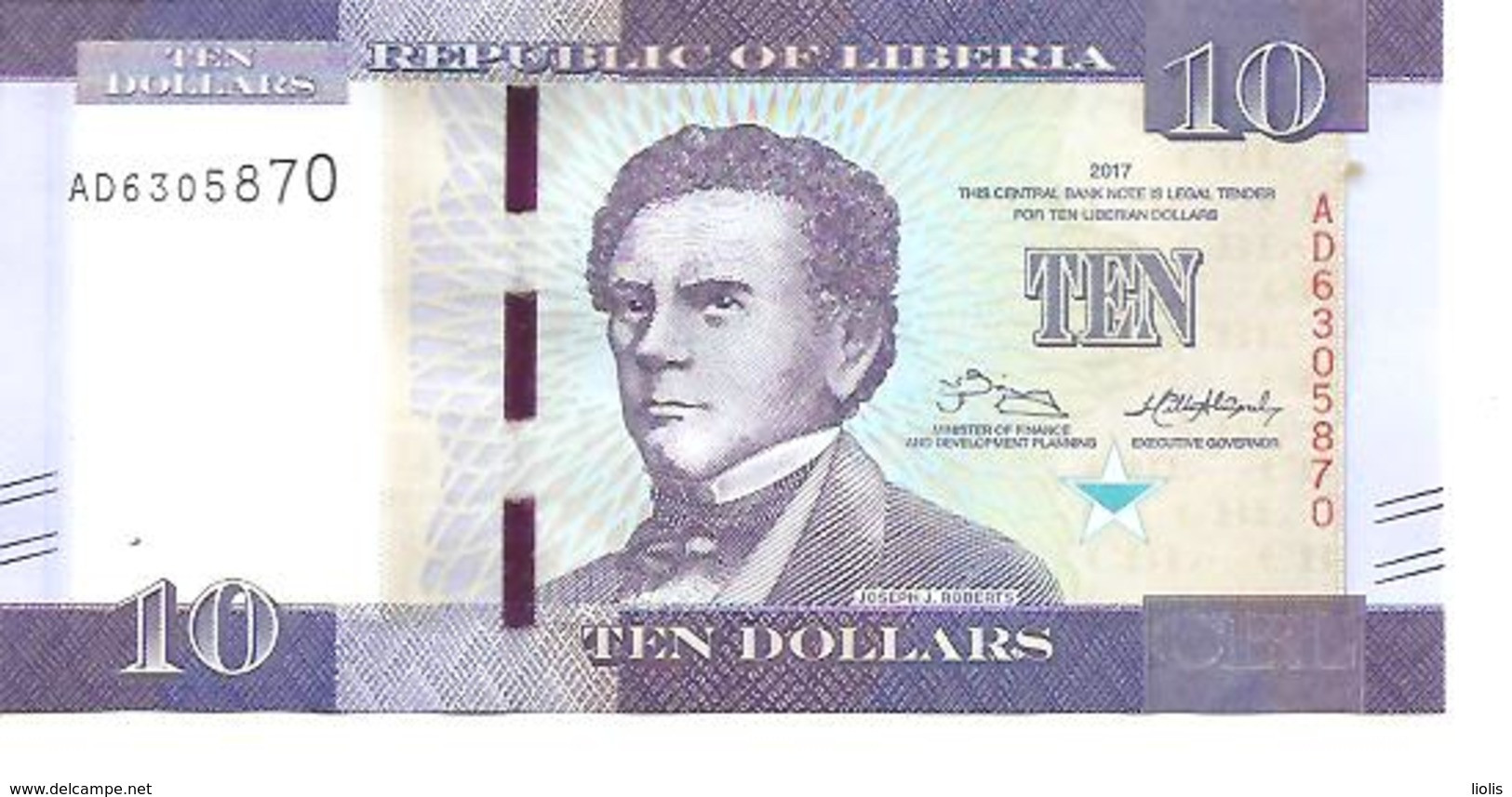 Liberia  P-32b  10 Dollars  2017  UNC - Liberia