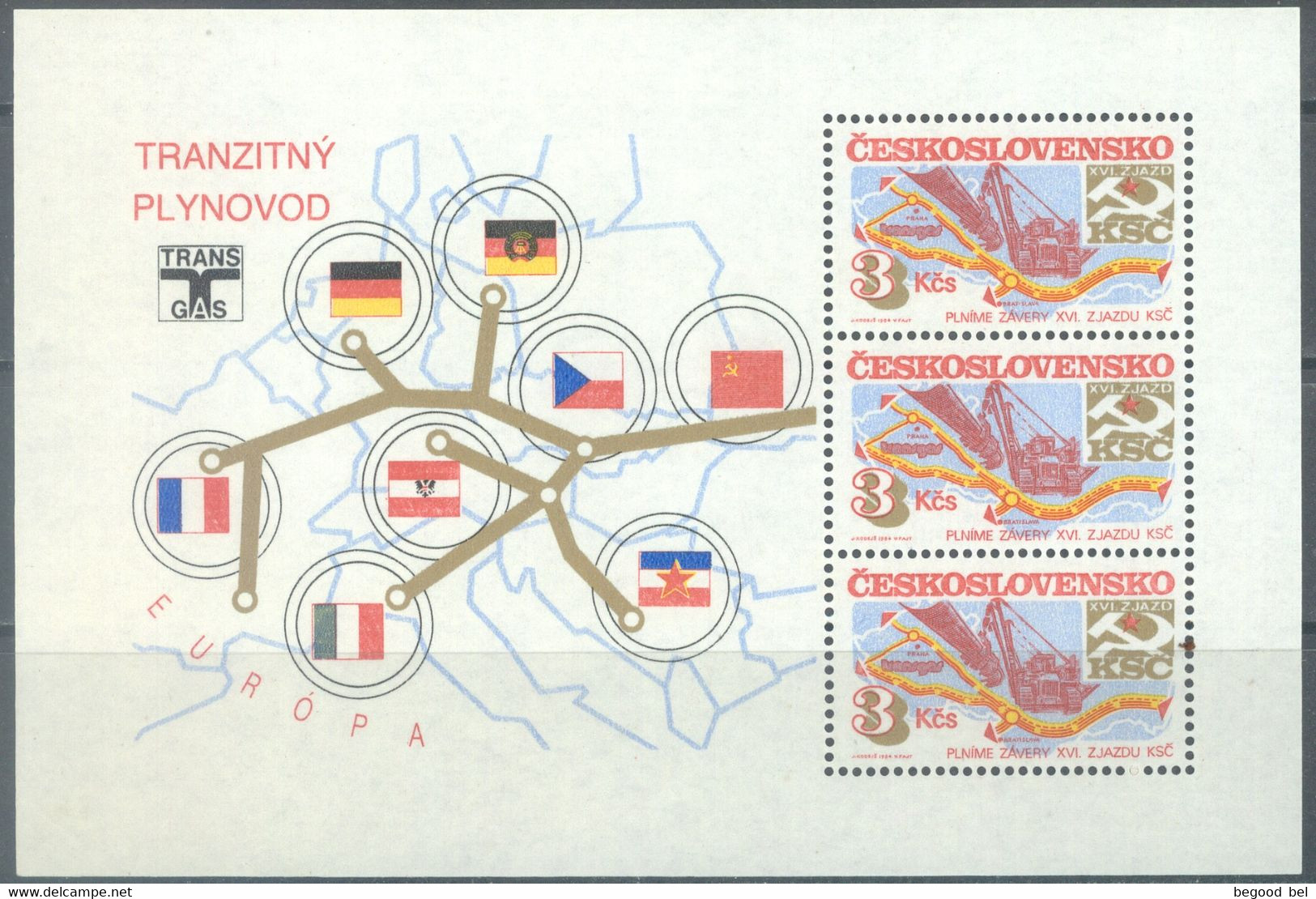 TCHECOSLOVAQUIE - MNH/*** LUXE - 1984 - TRANSGAS - Mi BLOCK 61 - Yv BLOC 65  -  Lot 23696 - Blokken & Velletjes