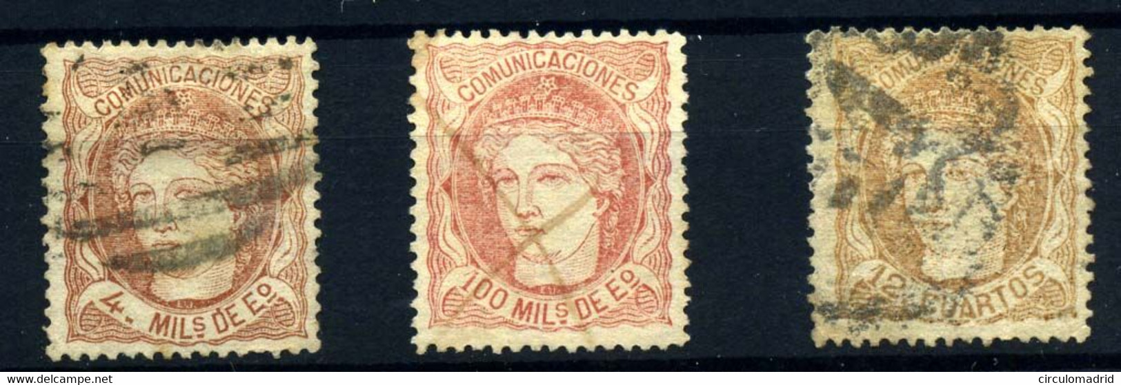 España Nº 104, 108, 113. Año 1870 - Used Stamps