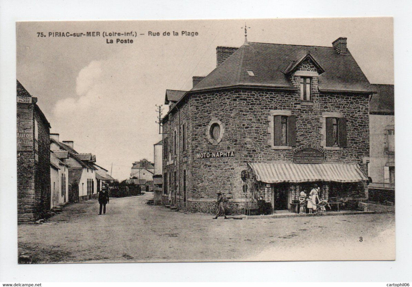 - CPA PIRIAC-SUR-MER (44) - Rue De La Plage - La Poste (EPICERIE NOUVELLE) - Edition Chapeau N° 75 - - Piriac Sur Mer