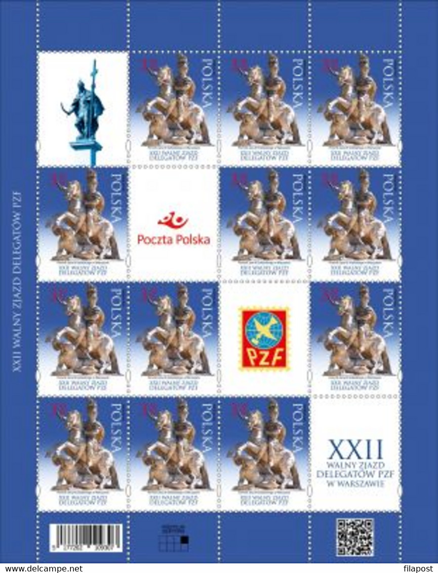 Poland 2021 Full Sheet Perforated With 4 Tabs, Jan III Sobieski Victoria Vienna / General Meeting Of PZF Delegates MNH** - Hojas Completas