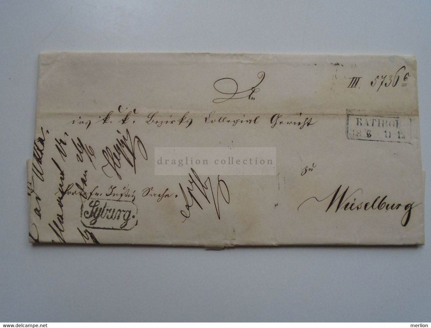 ZA378.4 Ratibor Racibórz Silesia Poland  Polska EX OFFO-Letter -1856 To Wieselburg -Moson -Ungarn-SYBURG Pressburg - ...-1860 Voorfilatelie