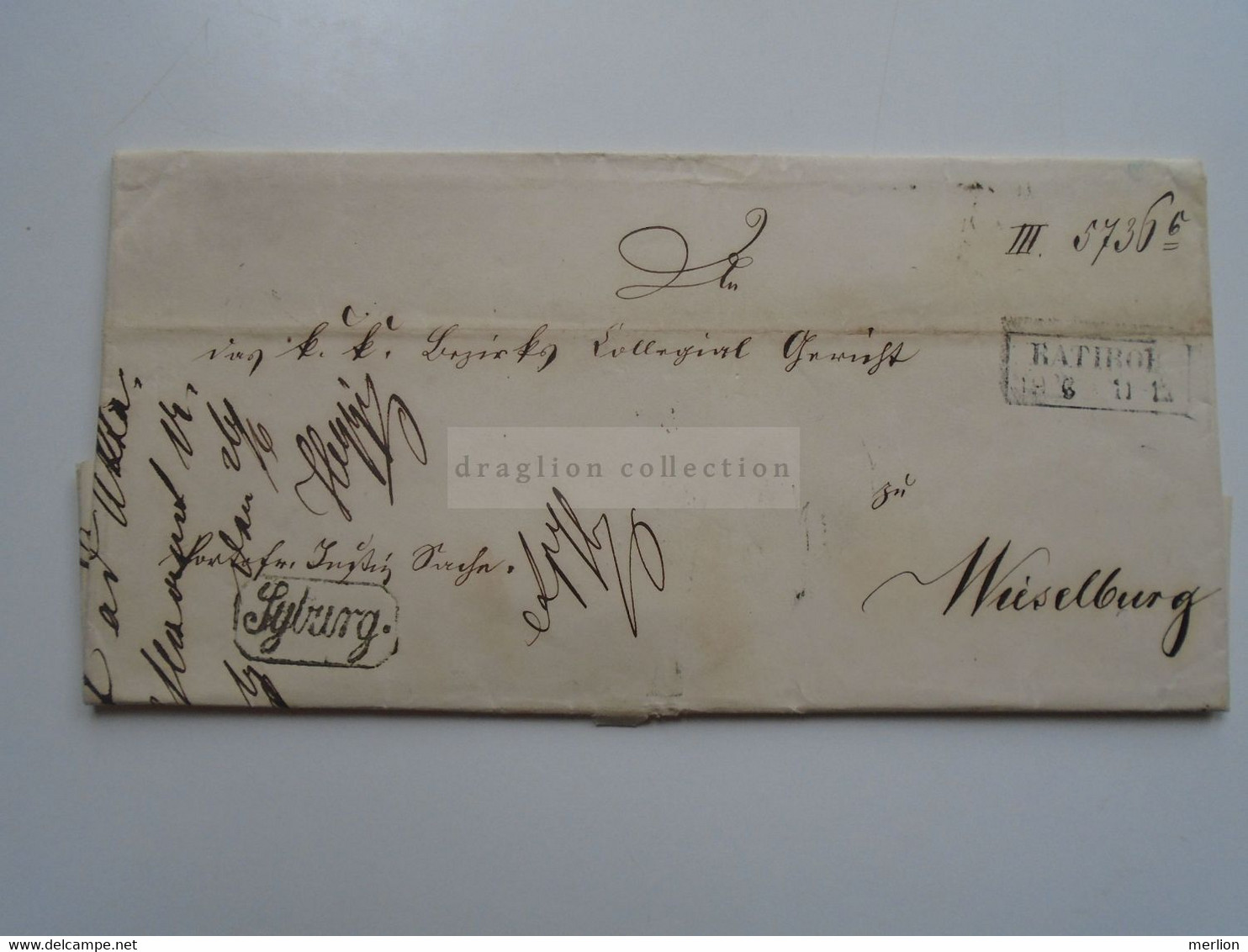 ZA378.4 Ratibor Racibórz Silesia Poland  Polska EX OFFO-Letter -1856 To Wieselburg -Moson -Ungarn-SYBURG Pressburg - ...-1860 Préphilatélie