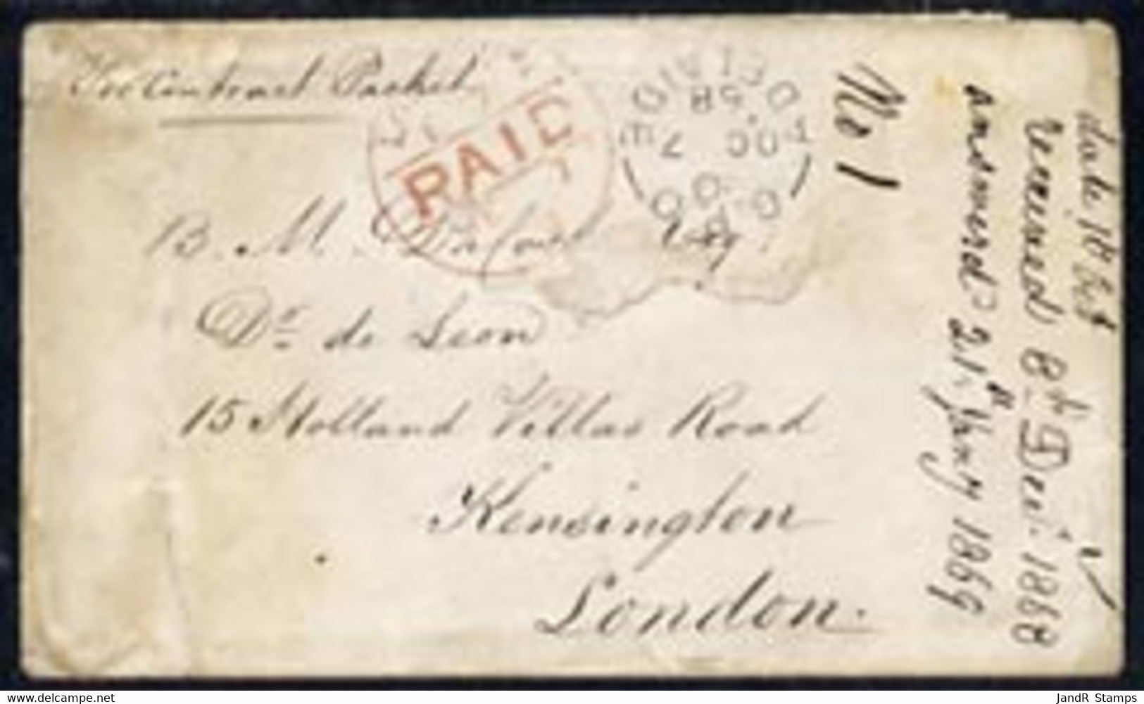 South Australia 1868 Pre-stamp Cover To London Endorsed ‘per Contract Packet’ - Neufs