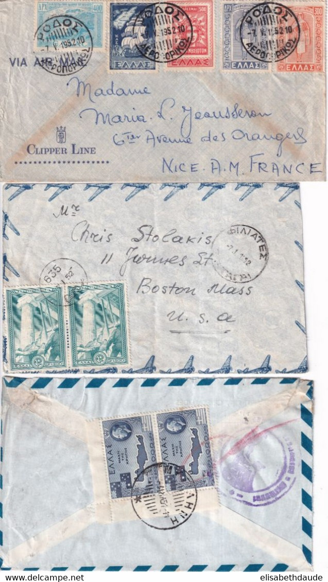 GRECE - 1947/1952 - 9 ENVELOPPES AIRMAIL => FRANCE / USA / FINLANDE / SUISSE ! - Cartas & Documentos