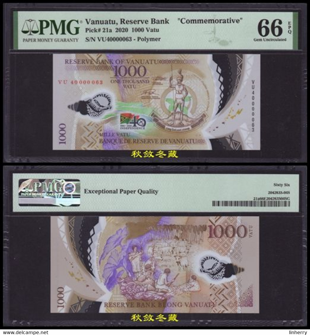 Vanuatu 200-5000 Vatu (2014-2020), Handsigned, Low S/N #63, Polymer, PMG64-68