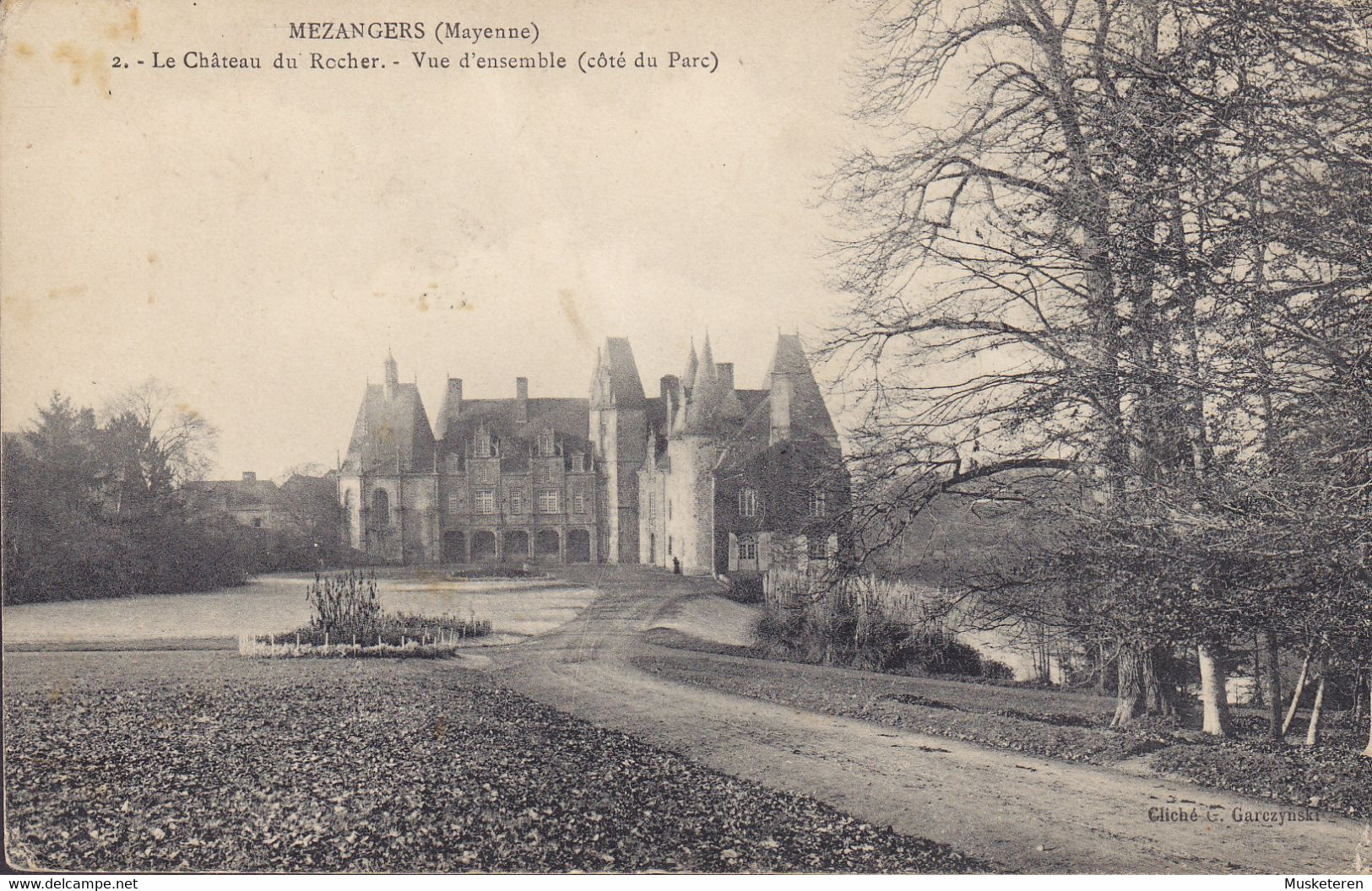 France CPA Mezangers (Mayenne) Le Chateau Du Rocher Vue D'ensemble (Coté Du Parc) EVRON 1910 Semeuse Variety ERROR - Cartas & Documentos