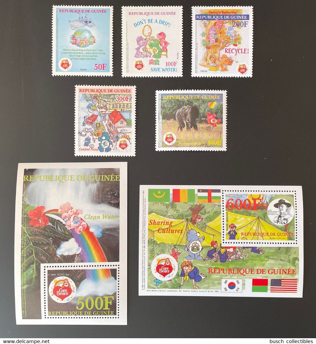Guinée Guinea 1991 Mi. 1359 1363A Bl. 408 409A Bears Elephant Scouts Baden Powell Flags Faune Faune Scoutisme Pfadfinder - Stamps